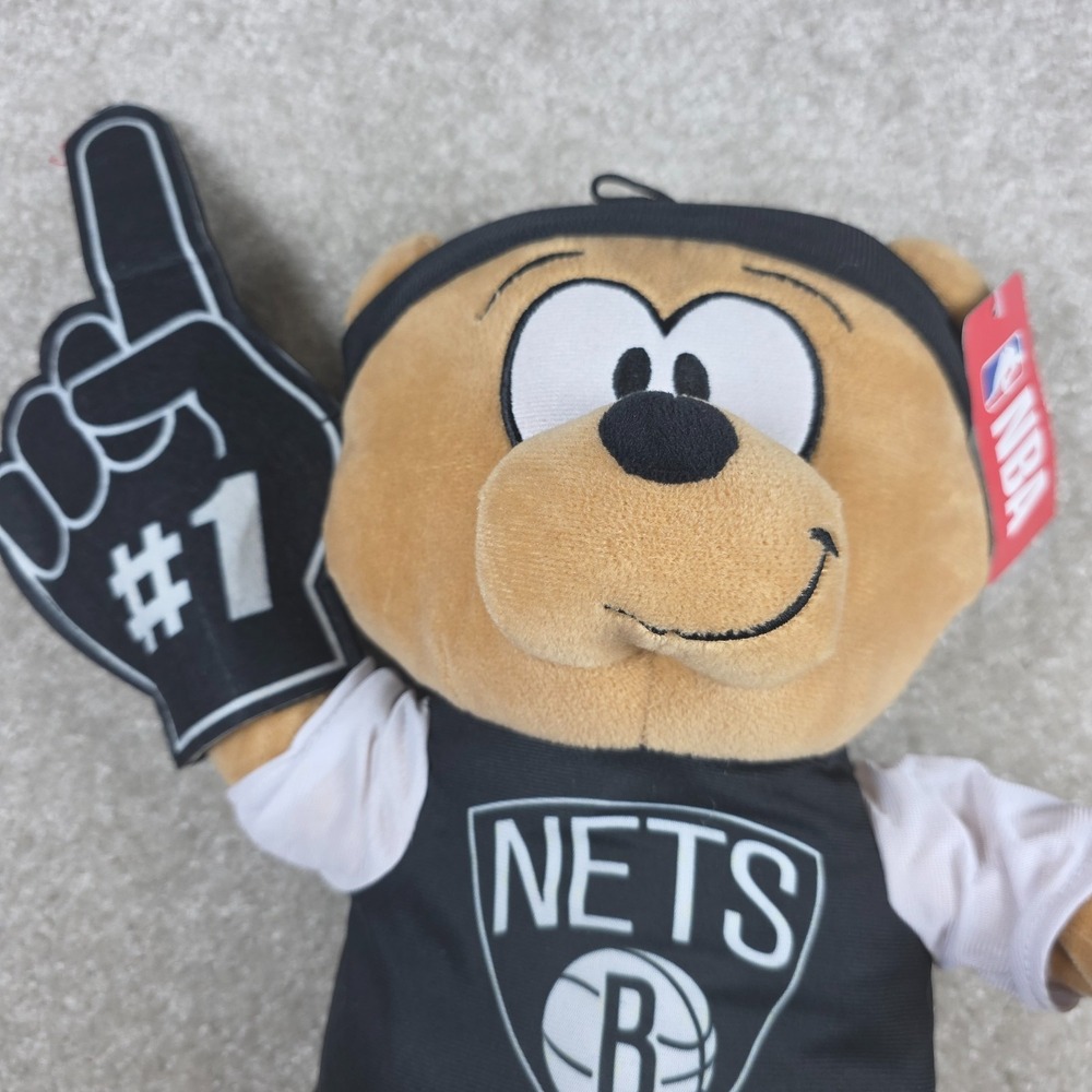 NBA Brooklyn Nets Mascot Plush Bear Stuffed Animal Plush #1 Fan Basketball NWT